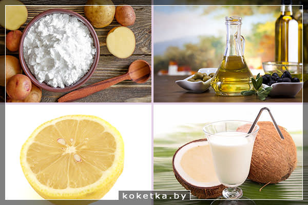 Оливковое масло, лимон, кокосовое молоко и крахмал для ламинирования