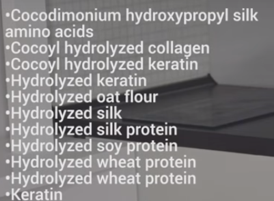 Список протеинов на этикетке средства для волос (список протеинов)