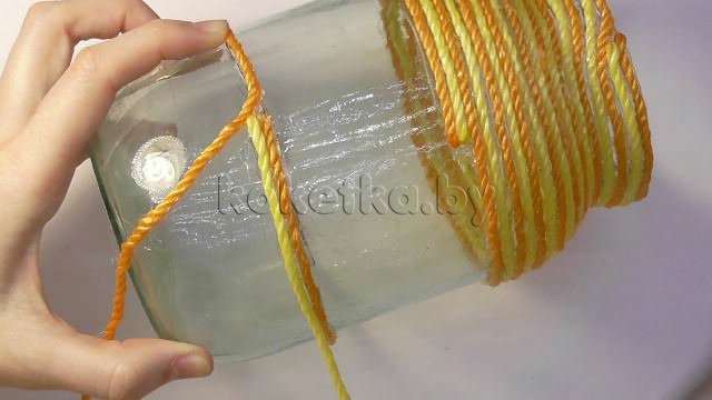 Изготовления вазы из стеклянной банки