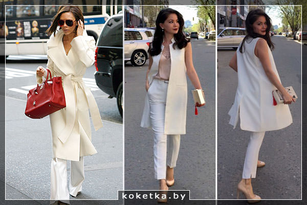 Уличная мода и белая верхняя одежда