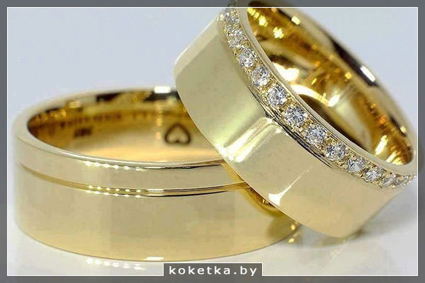 Золотое кольцо обручальное с фианитами