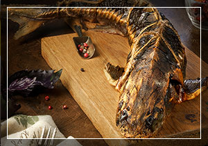 Копчёная рыба, осётр