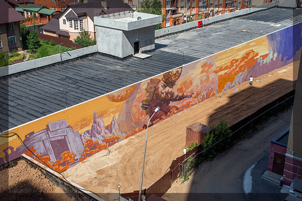 Российский мурал в Казани, 180 м. космонавт Мурал в Казани "Я могу дышать"